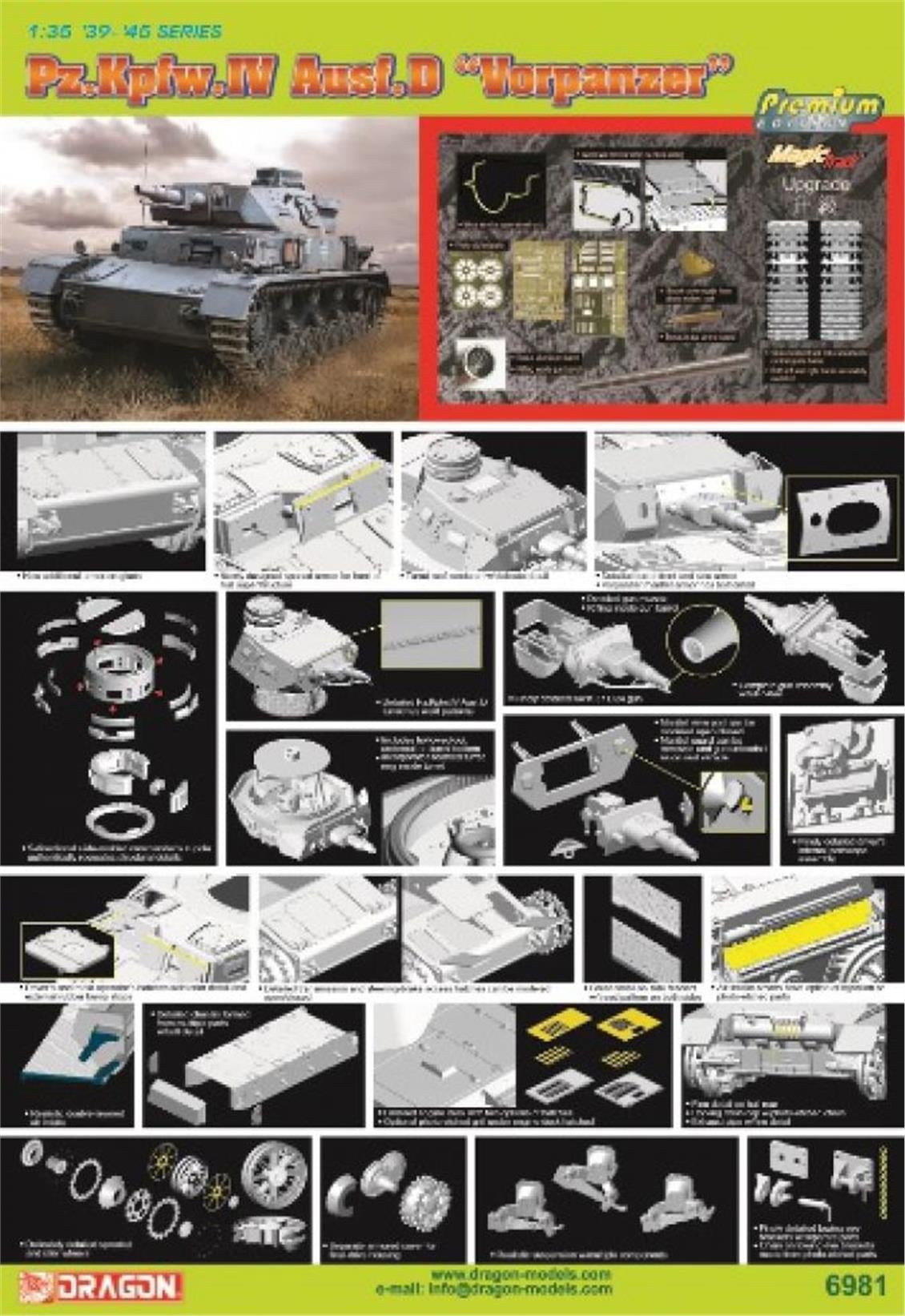 Dragon 6981 1/35 Ölçek, Pz.Kpfw.IV Ausf.D (Vorpanzer) Tankı Plastik Model Kiti