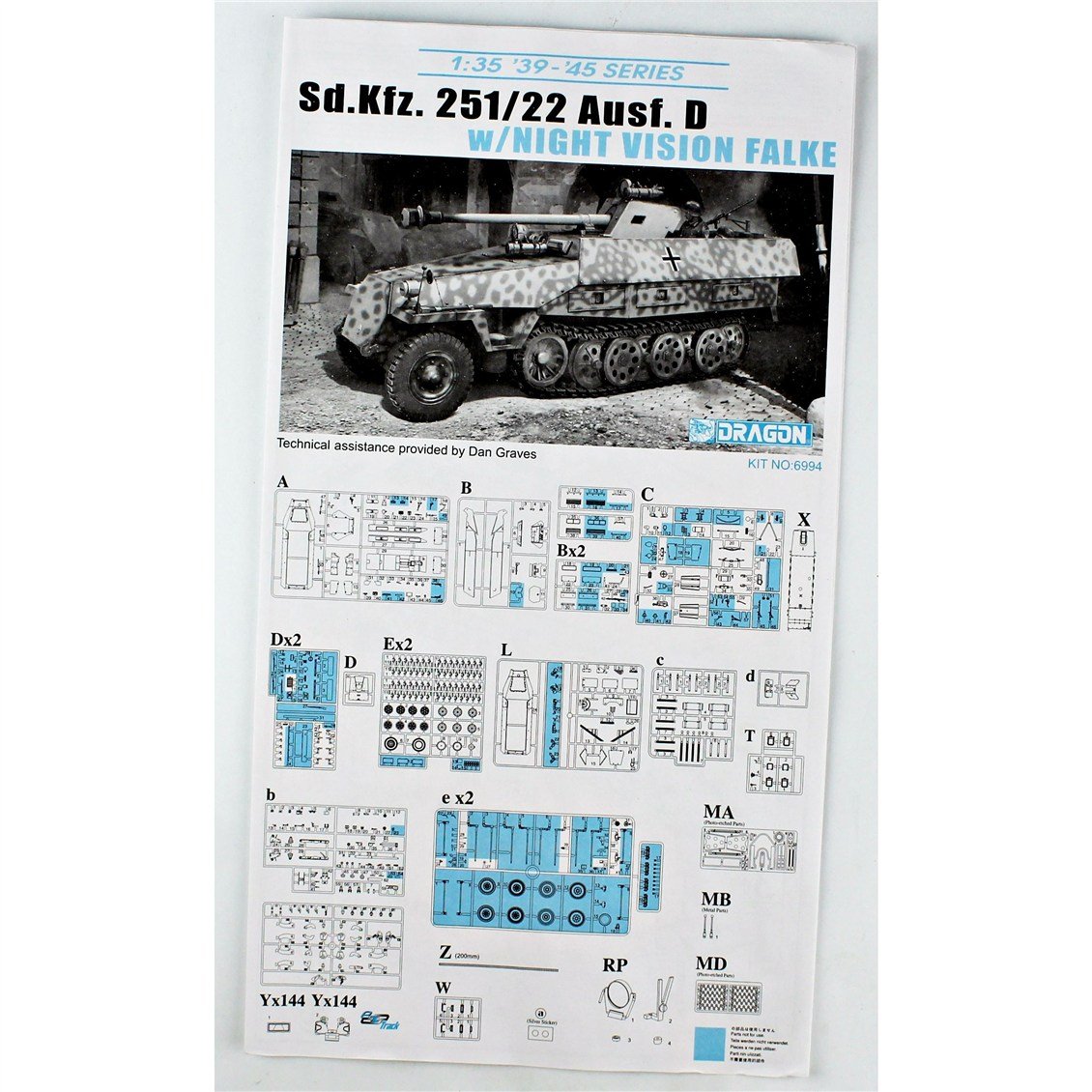 Dragon 6994 1/35 Ölçek, Sd.Kfz.251/22 Alman Yarı Paletli, PAK 40 Toplu, Gece Görüşlü, Piyade Taşıyıcı Plastik Model Kiti