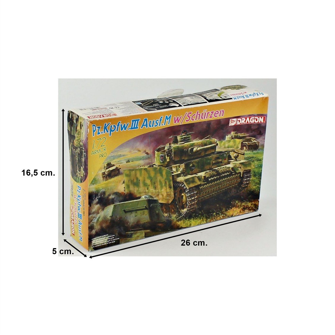 Dragon 7323 1/72 Ölçek, Pz.Kpfw.III Ausf.M Tankı, Taret ve Tekerlek Koruma Kalkanlı, Plastik Model Kiti