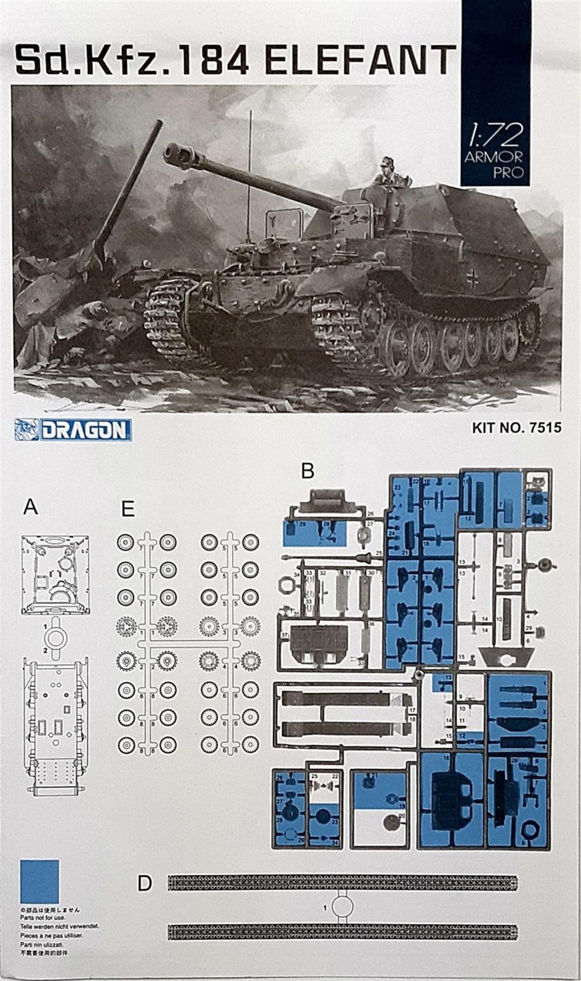 Dragon 7515 1/72 Ölçek, Sd.Kfz.184 Elefant (with Kubelwagen & bike) Tankı Plastik Model Kiti