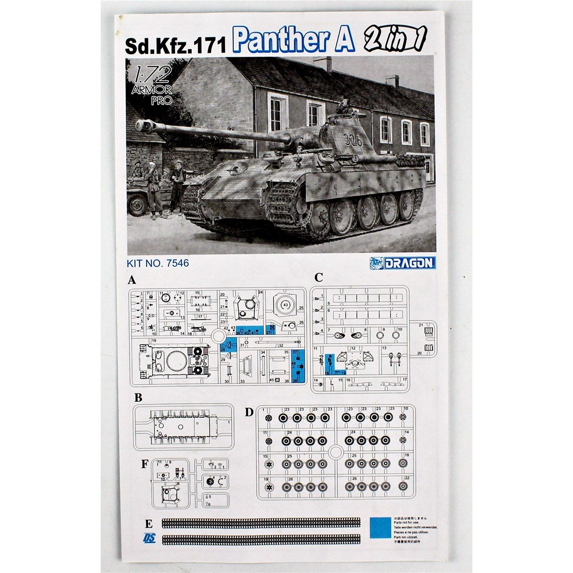Dragon 7546 1/72 Ölçek, Panther Alman Ausf.A (2 in1) Tankı, Plastik Model Kiti