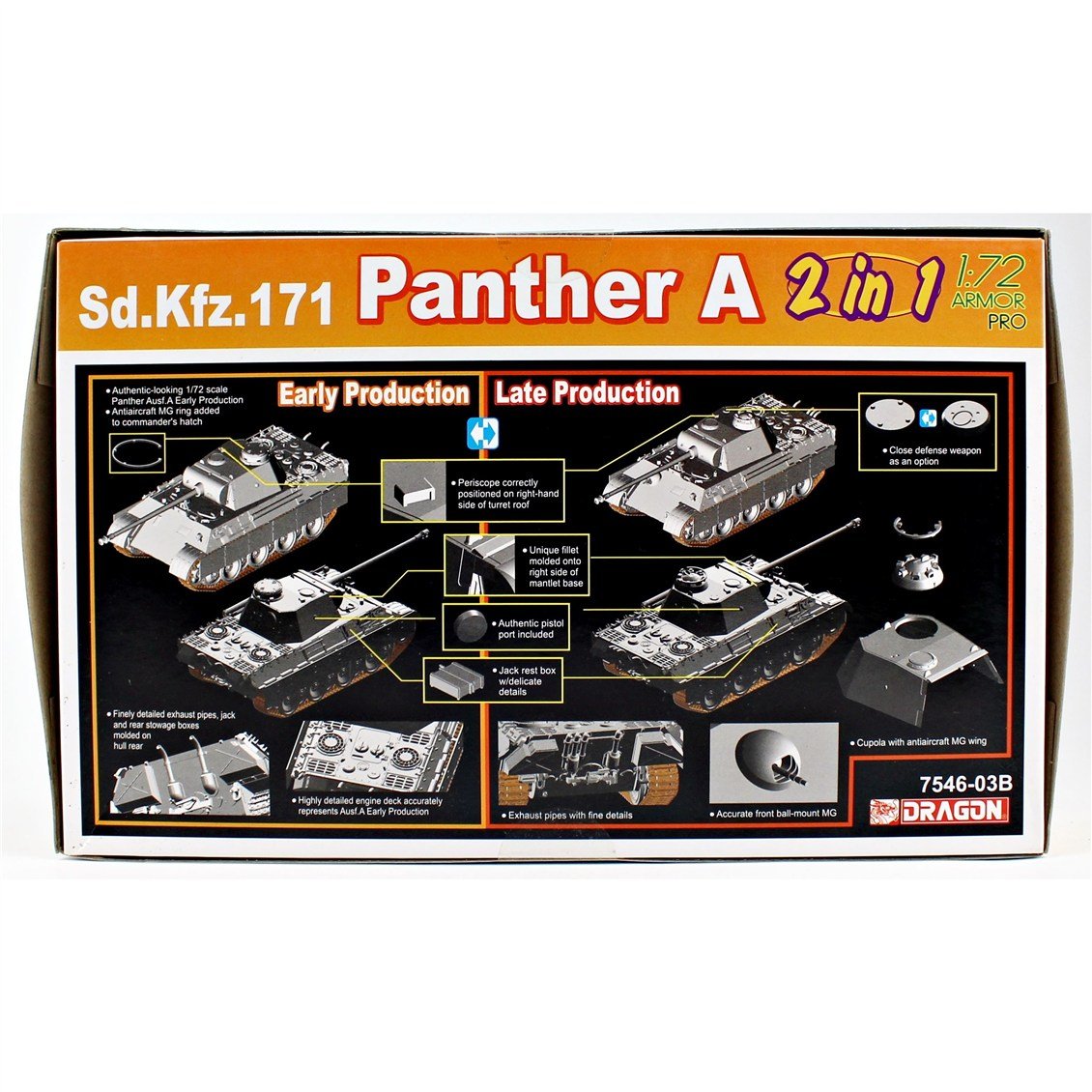 Dragon 7546 1/72 Ölçek, Panther Alman Ausf.A (2 in1) Tankı, Plastik Model Kiti