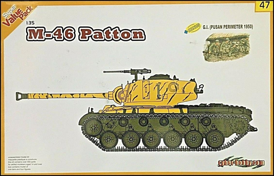 Dragon (CyberHobby) 9147 1/35 Ölçek, M-46 Patton Tankı ve Pusan Perimeter 1950 Figürleri Demonte Plastik Maket Seti