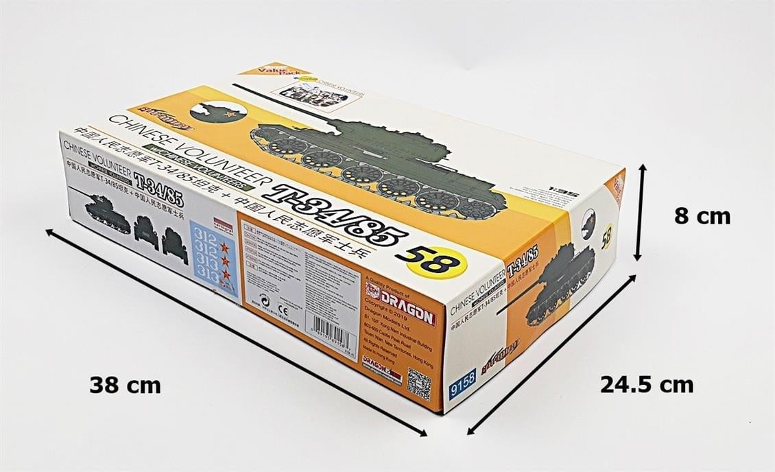 Dragon (CyberHobby) 9158 1/35 Ölçek, T 34/85 Tankı ve Mücahit Figürleri Demonte Plastik Maket Seti