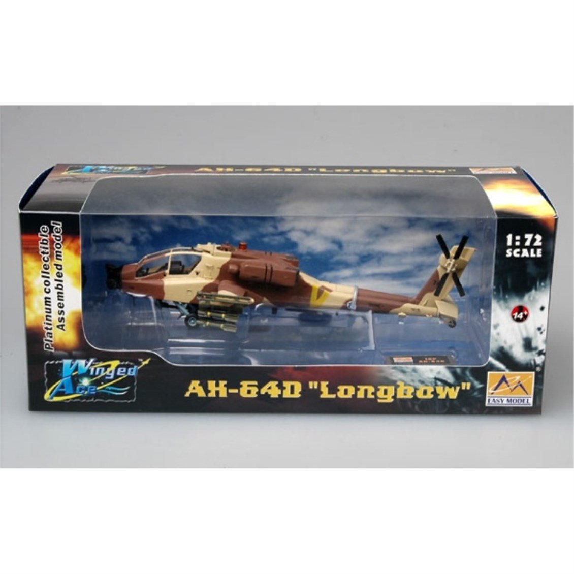 Easy Hobby 37032 1/72 Ölçek, AH-64D, Israeli Air Force No966 Askeri Helikopter, Sergilemeye Hazır Plastik Model