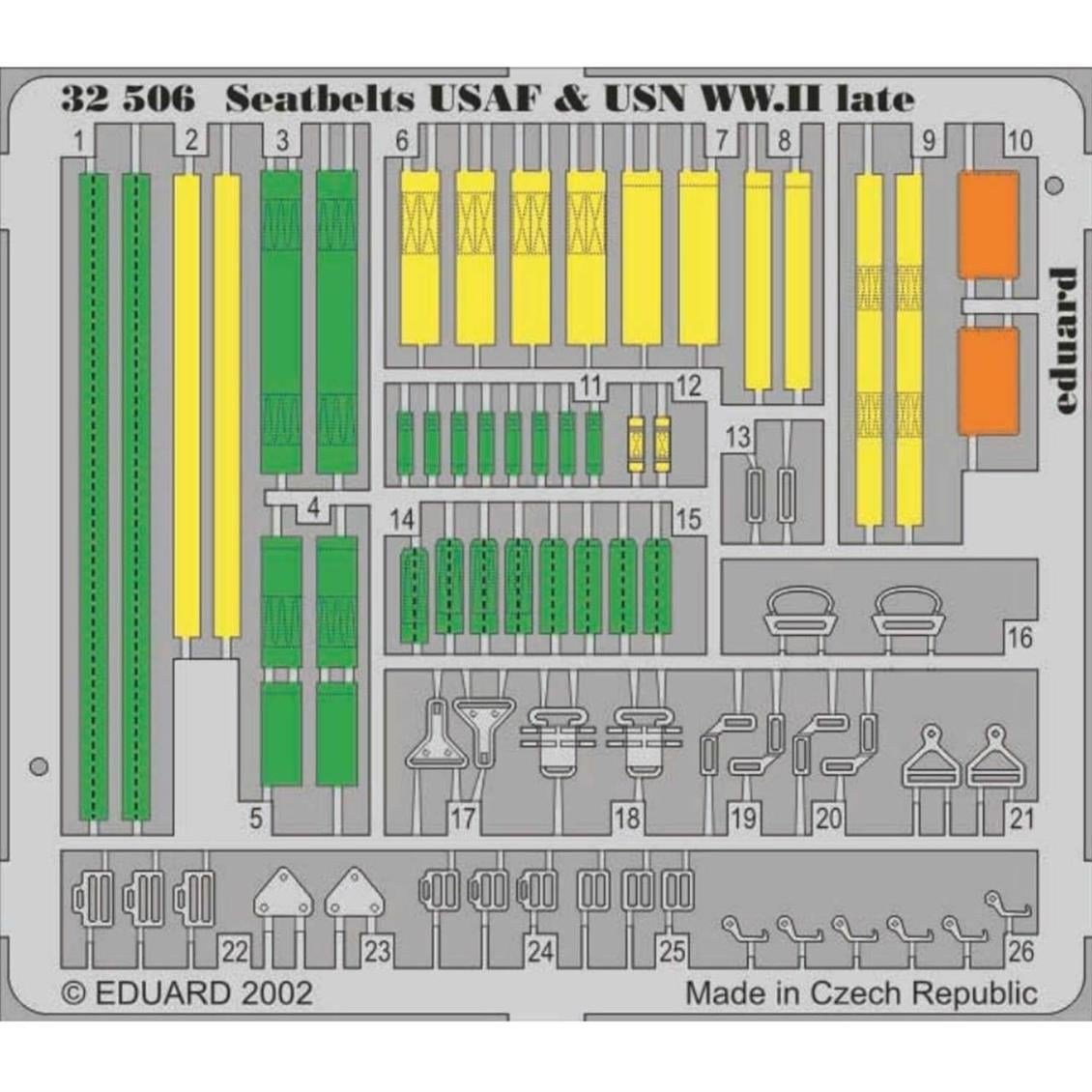 Eduard 32506 1/32 Ölçek, Seatbelts Usaf & Usn WWII Late M