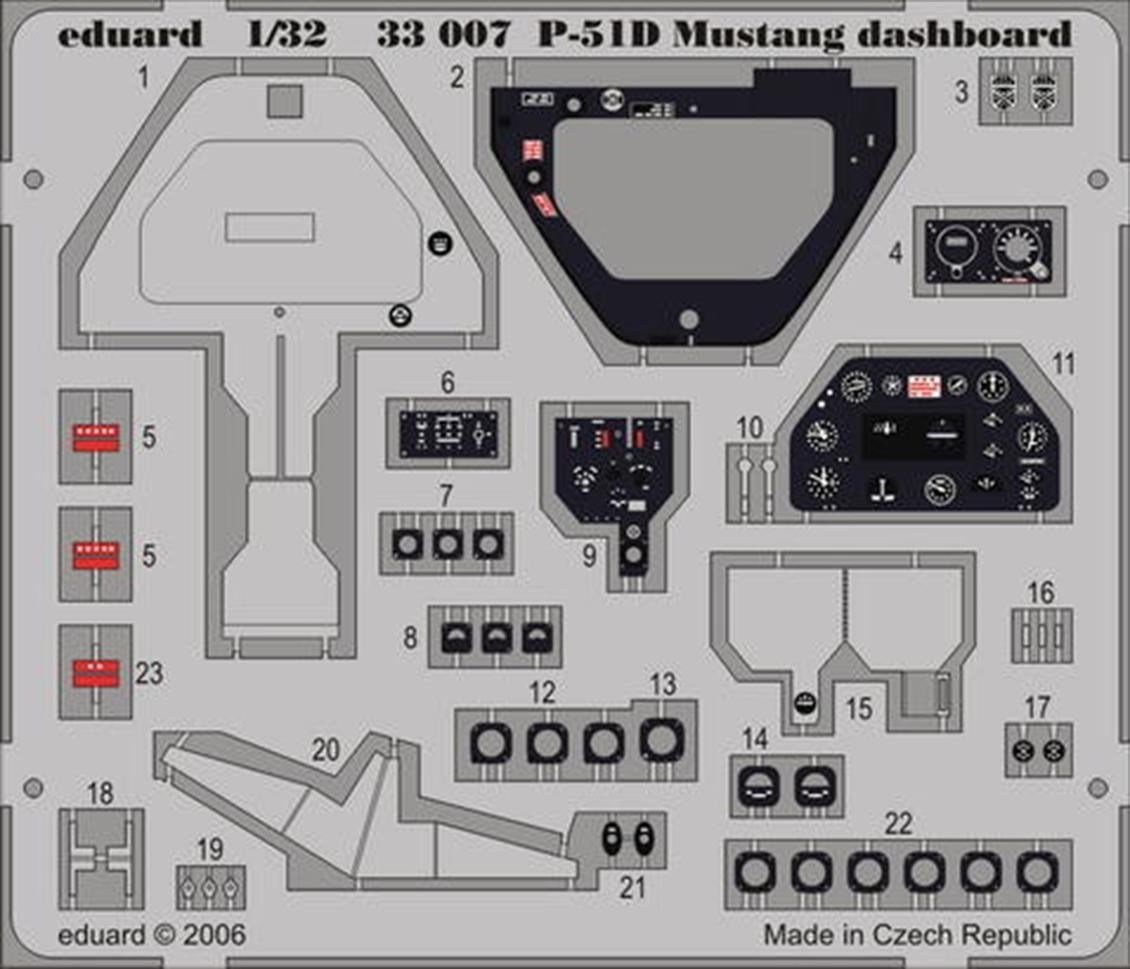 Eduard 33007 1/32 Ölçek, P-51D Dashboard For Hasegawa Mak
