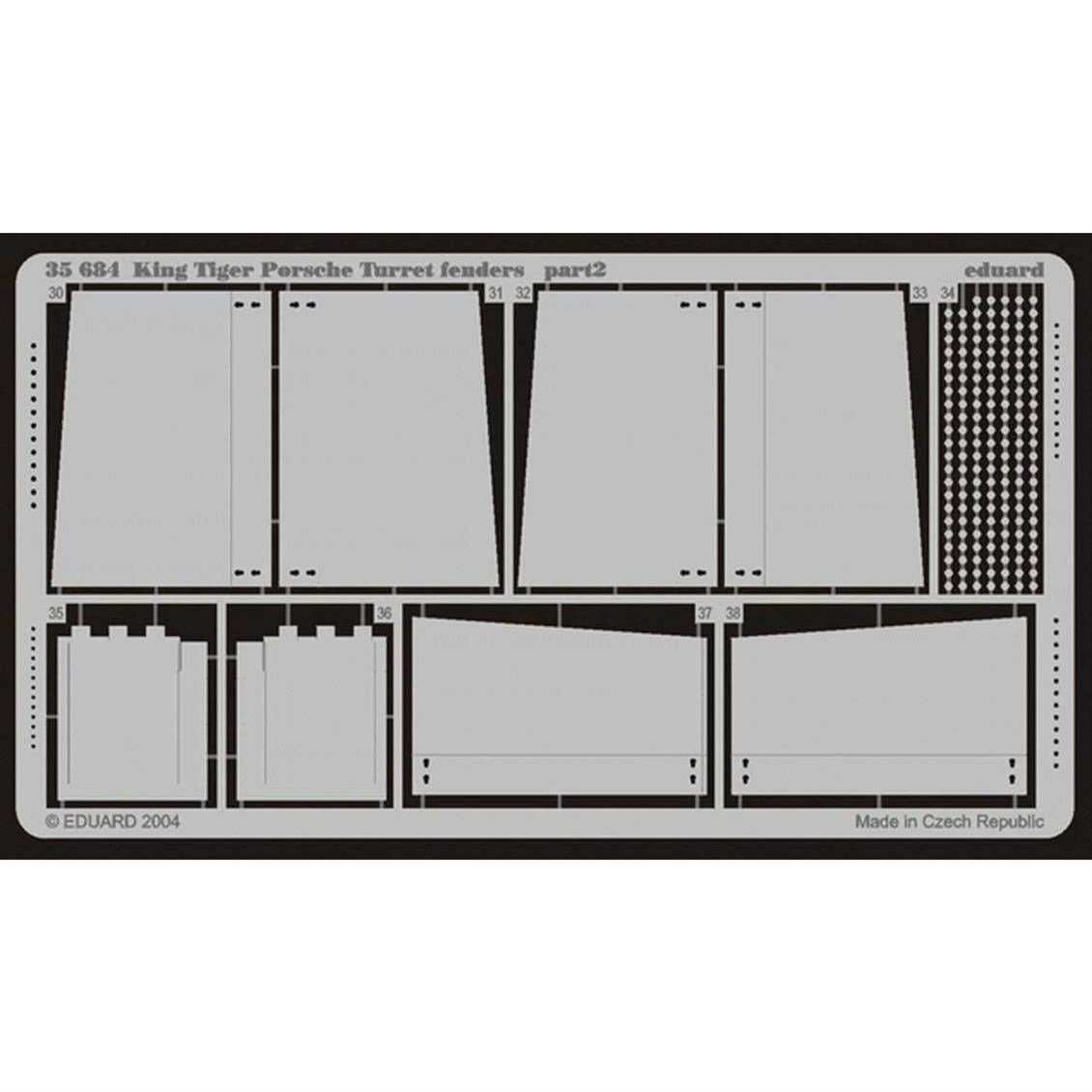 Eduard 35684 1/35 Ölçek, King Tiger Porsche Fenders For D