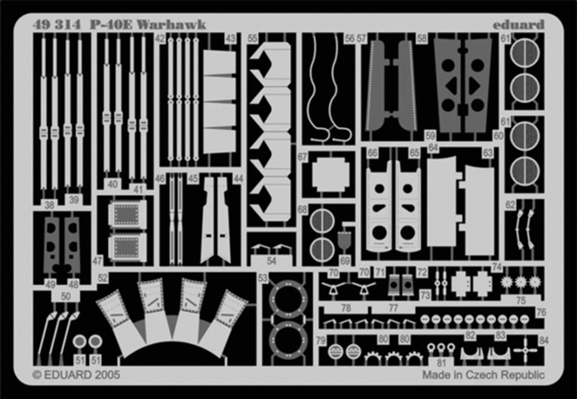 Eduard 49314 1/48 Ölçek, P-40E For Hasegawa Maket Detay S