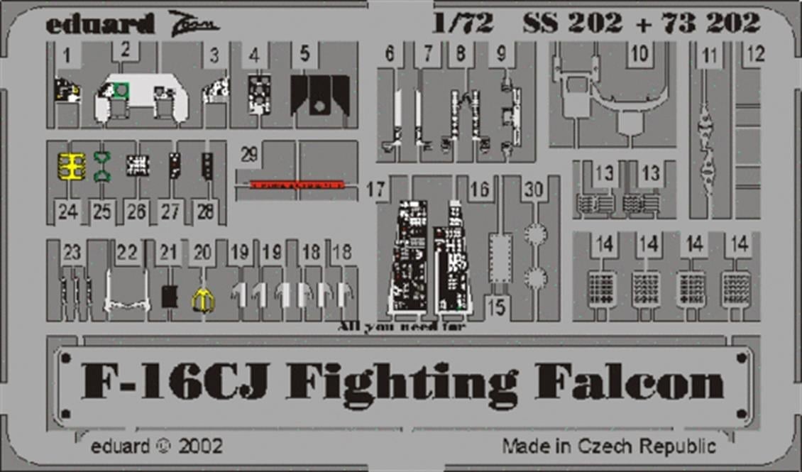Eduard 73202 1/72 Ölçek, F-16Cj For Hasegawa Maket Detay