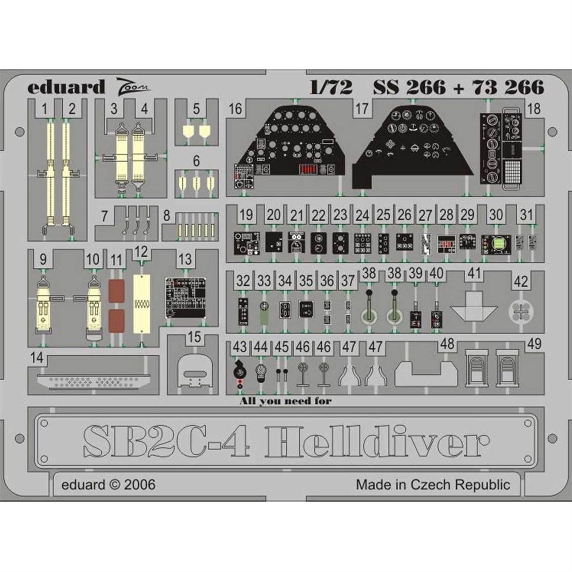 Eduard Bıg7222 1/72 Ölçek, Sb2C-4 - For Aca - Komple P.E. Set