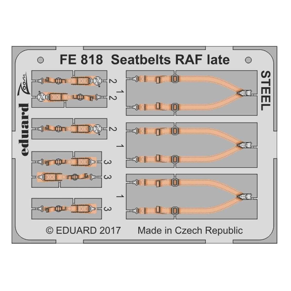 Eduard Fe818 1/48 Ölçek, Seatbelts Raf Late Steel Maket D