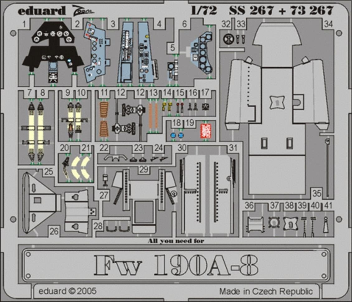 Eduard Ss267 1/72 Ölçek, Fw 190A-8 For Academy Maket Deta
