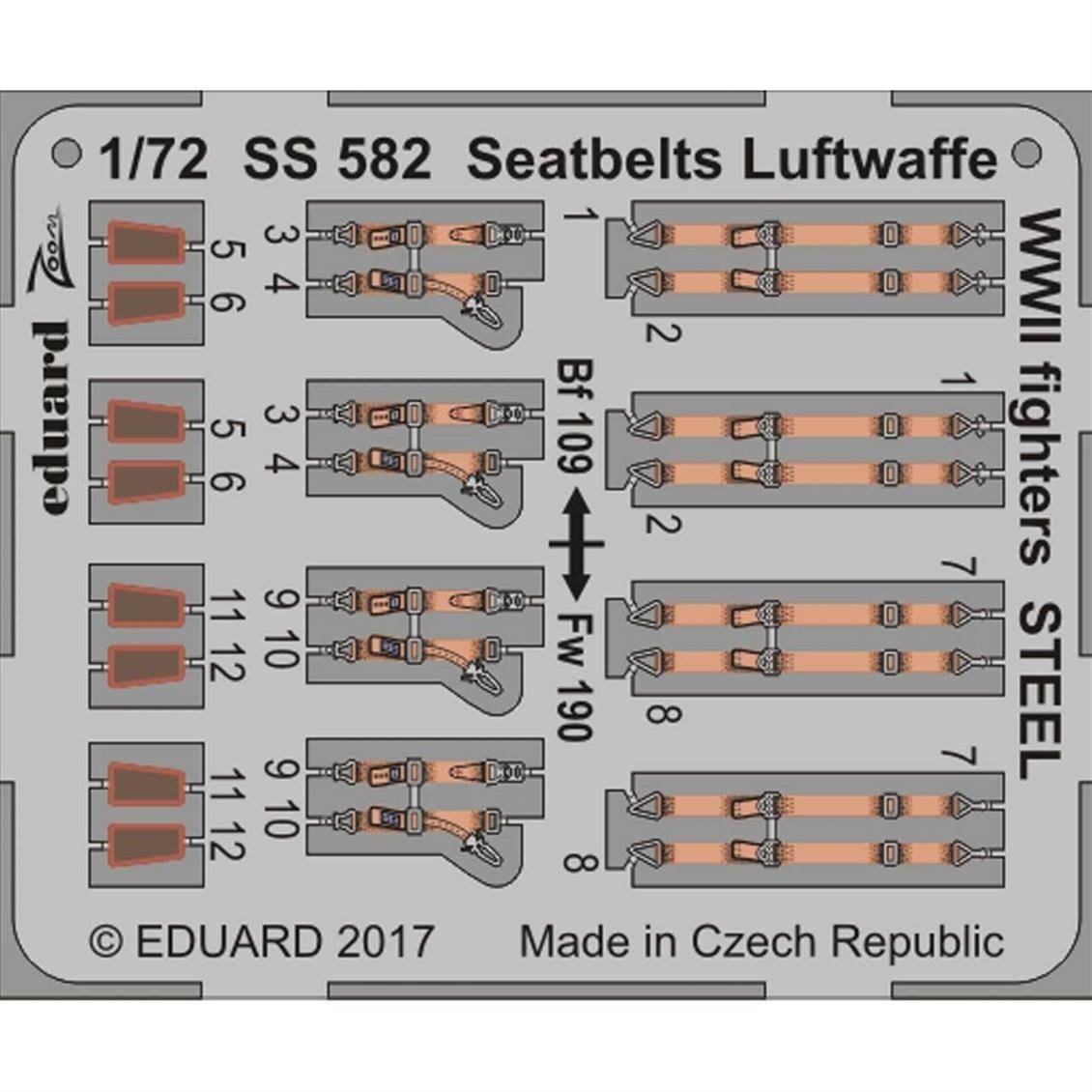 Eduard Ss582 1/72 Ölçek, Seatbelts Luftwaffe WWII Fighter