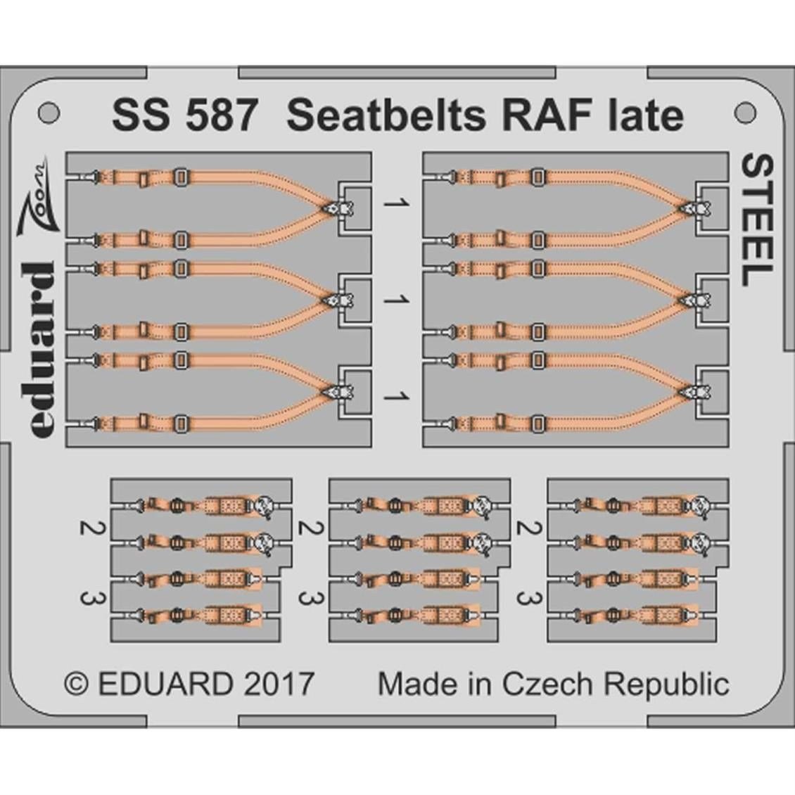 Eduard Ss587 1/72 Ölçek, Seatbelts Raf Late Steel Maket D