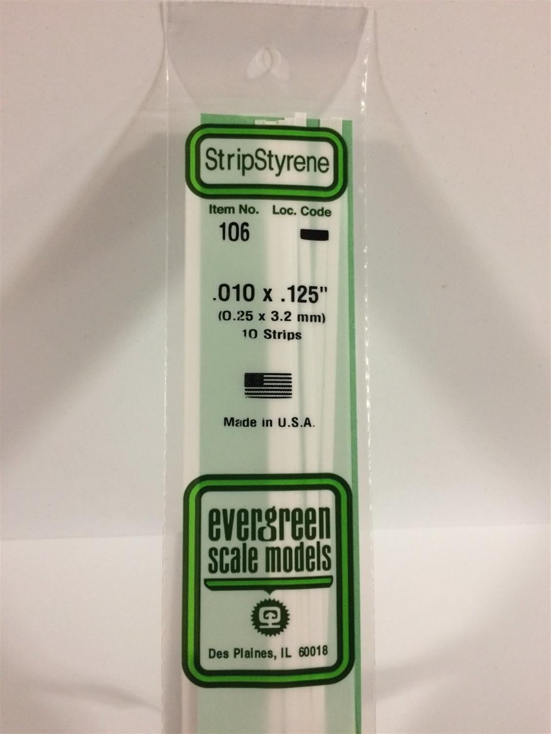 Evergreen 106 0,25*3,20*355 Mm Köşeli Çubuk-10 Adet -Beyaz