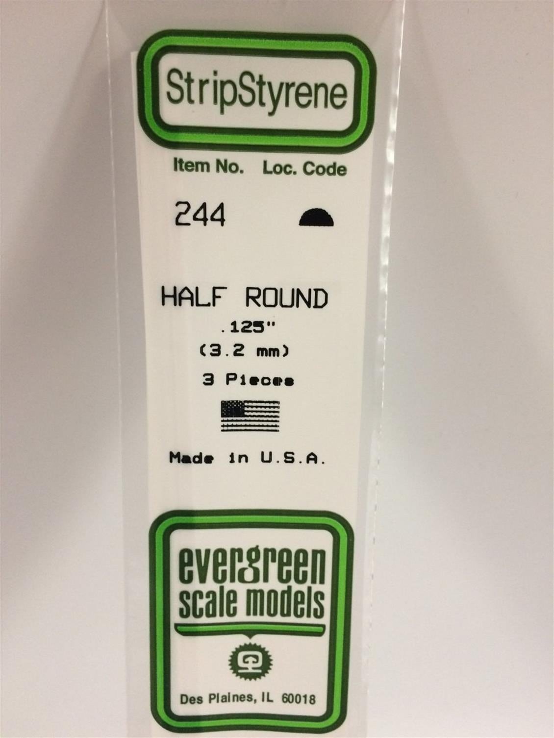 Evergreen 244 3,20*355 Mm Yarım Daıre Cubuk-3Adet -Beyaz