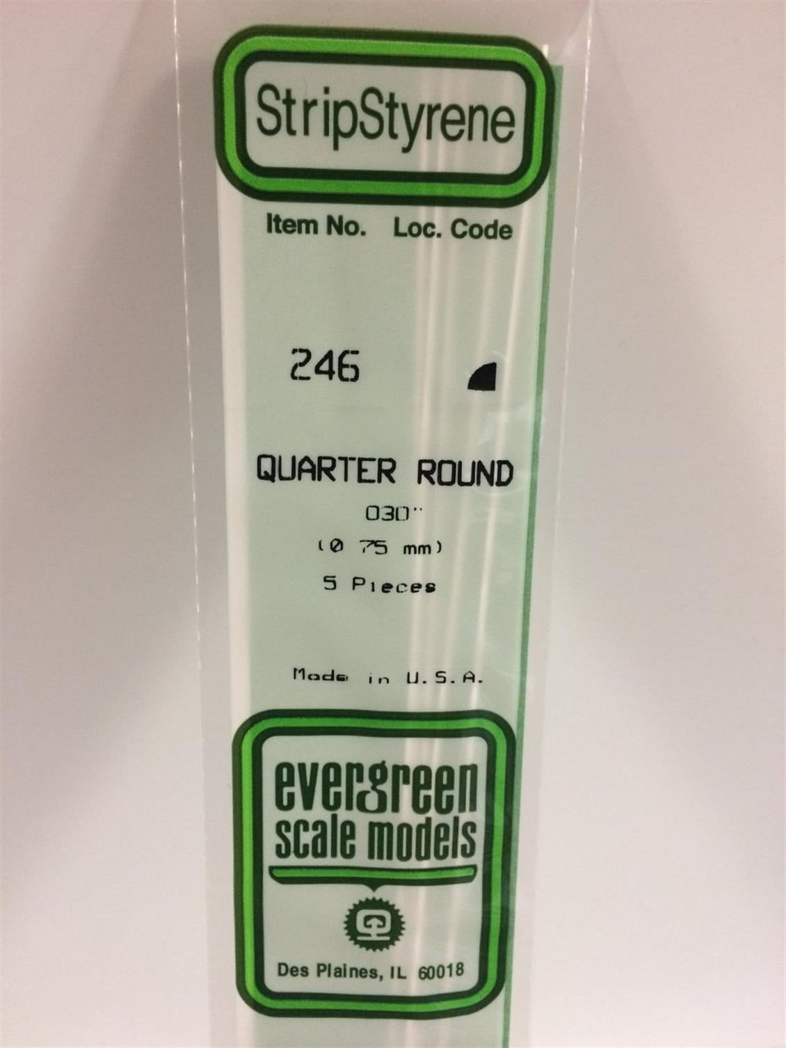 Evergreen 246 0,75*355 Mm Ceyrek Daıre Cubuk-6Adet -Beyaz