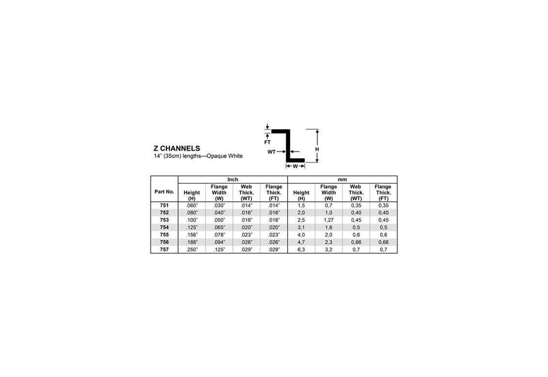 Evergreen 752 2.0X355 Mm. Z Profil Polistren Çubuk-4 Adet- Beyaz