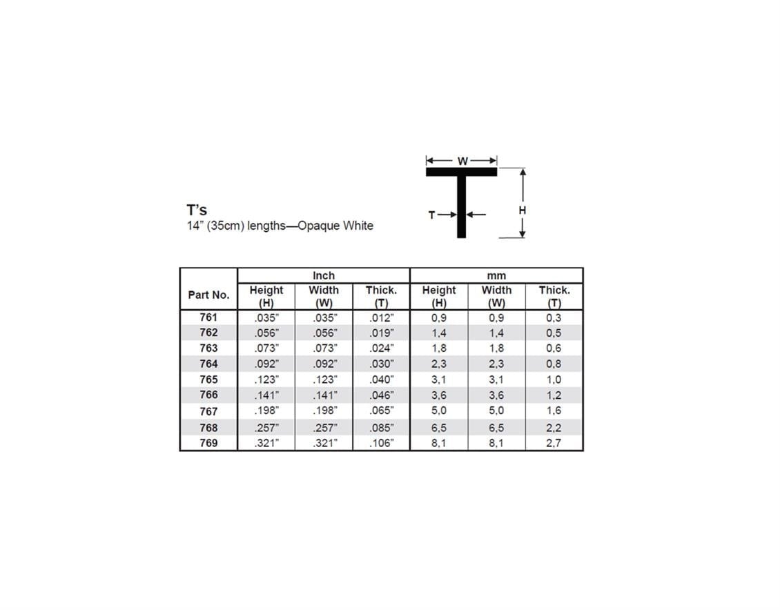 Evergreen 764 2.3X355 Mm. T Profil Polistren Çubuk-4 Adet- Beyaz