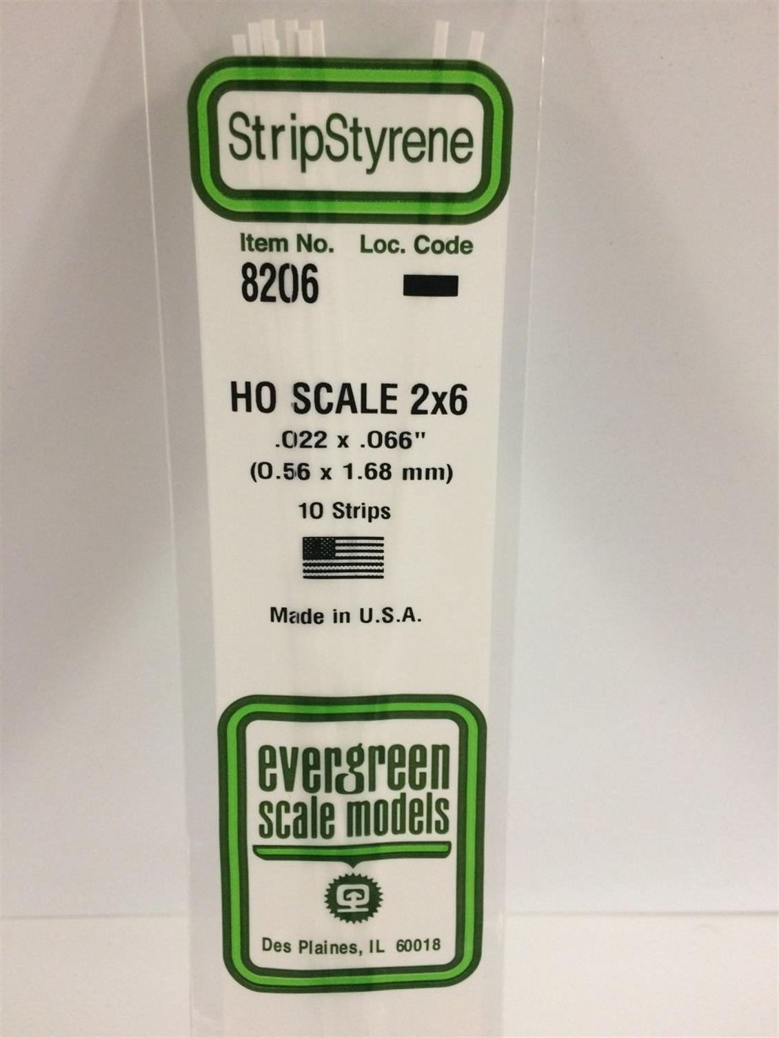 Evergreen 8206 Plastik Çıta-355Mm Boy-0,56X1,68Mm-10 Adet -B