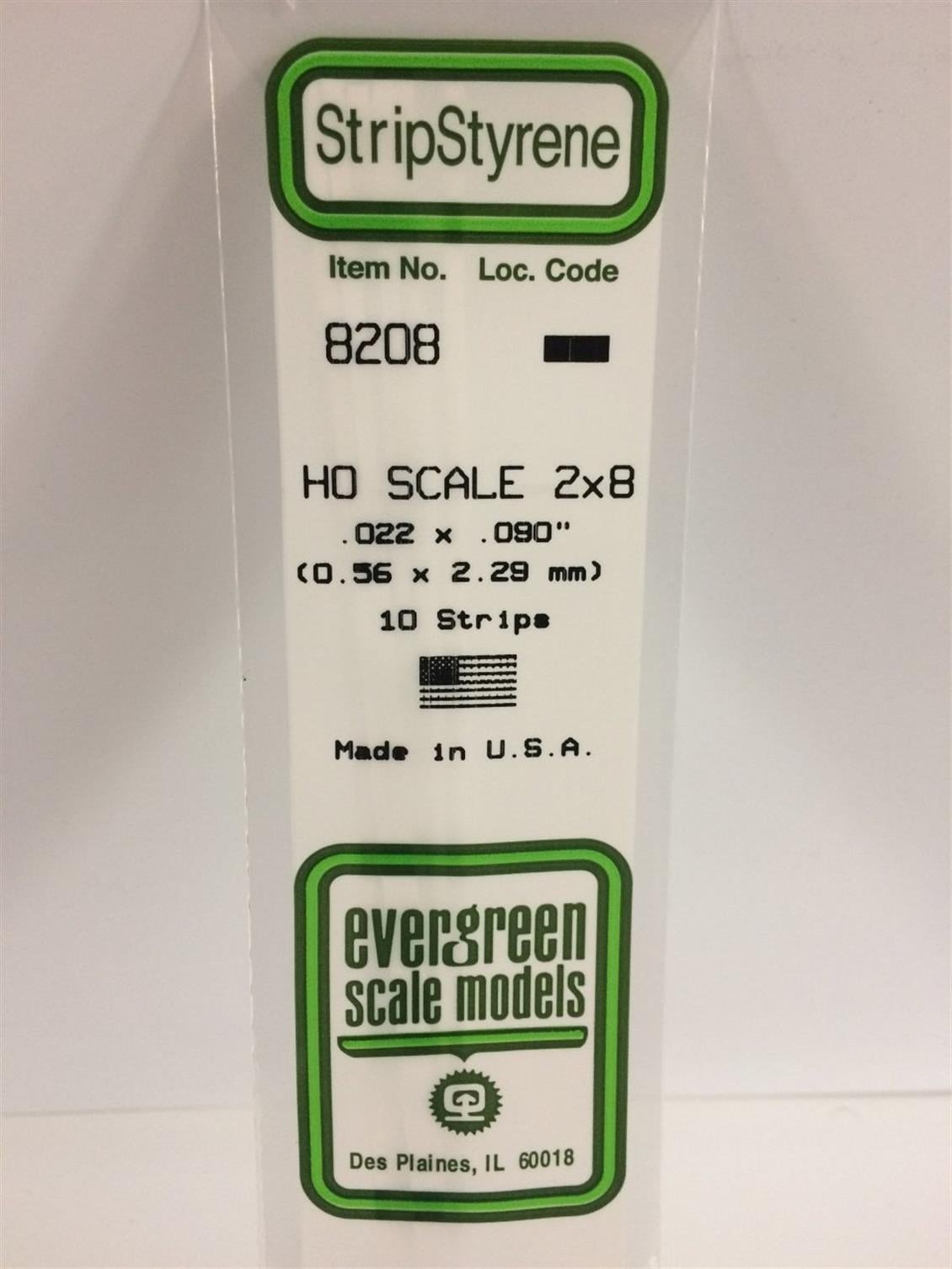 Evergreen 8208 Plastik Çıta-355Mm Boy-0,56X2,29Mm-10 Adet -B