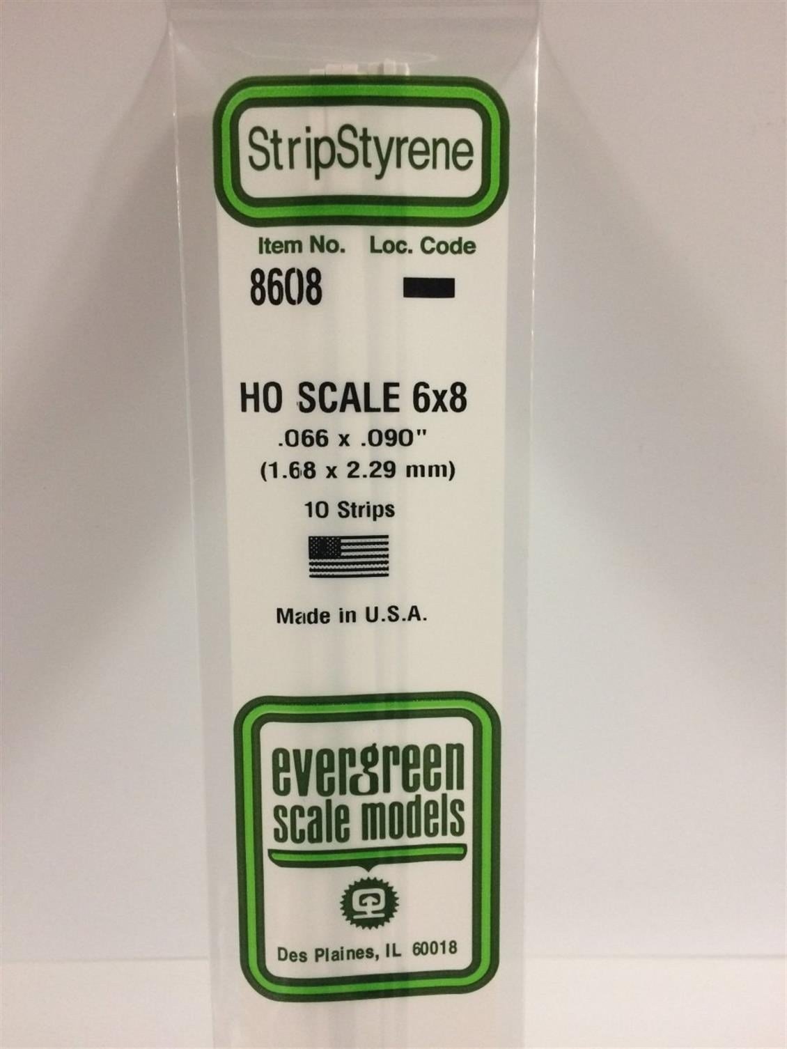 Evergreen 8608 Plastik Çıta-355Mm Boy-1,68X2,29Mm-10 Adet -B