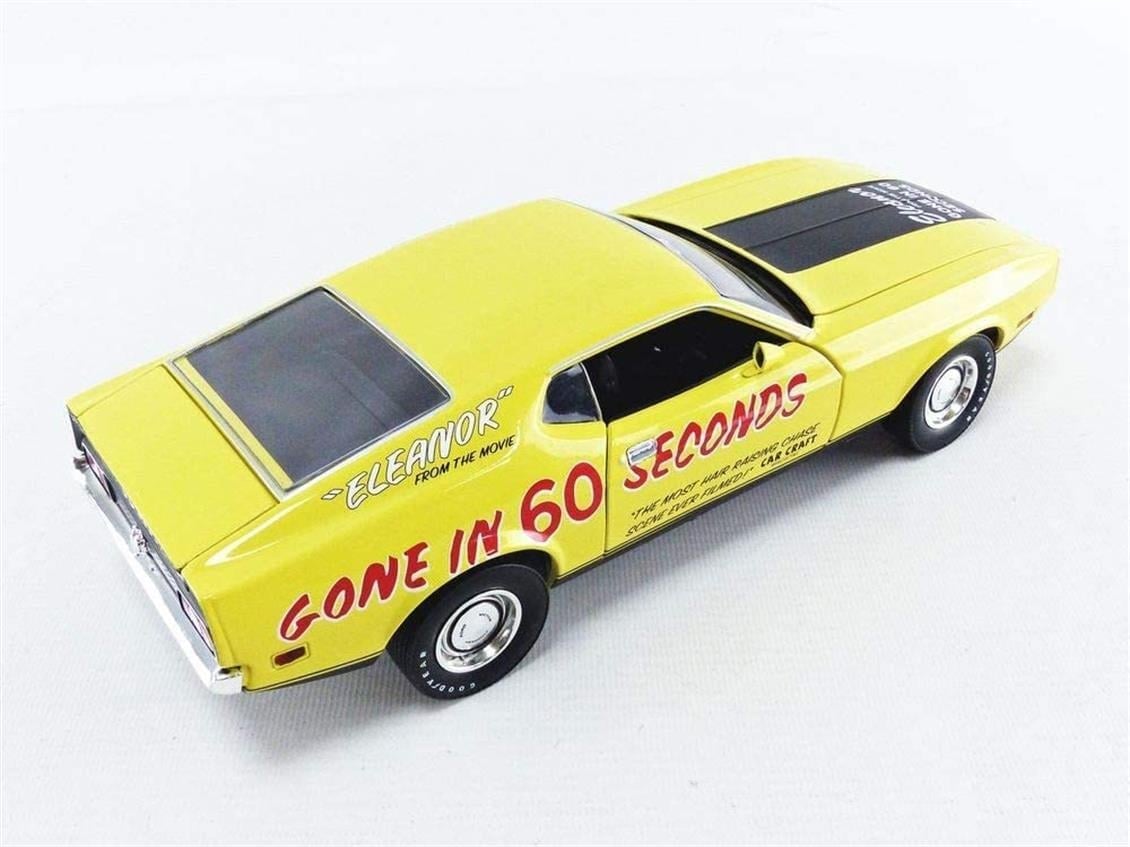 Greenlight 13548 1/18 Ölçek, 1974 Ford Mustang Mach 1 (Eleanor 60.Saniye), Sarı-Siyah, Sergilemeye Hazır Metal Araba Modeli