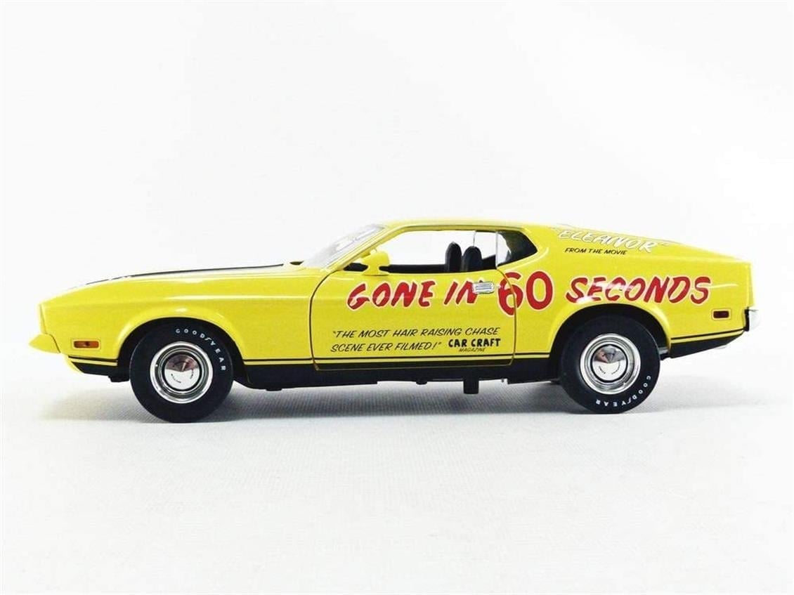 Greenlight 13548 1/18 Ölçek, 1974 Ford Mustang Mach 1 (Eleanor 60.Saniye), Sarı-Siyah, Sergilemeye Hazır Metal Araba Modeli