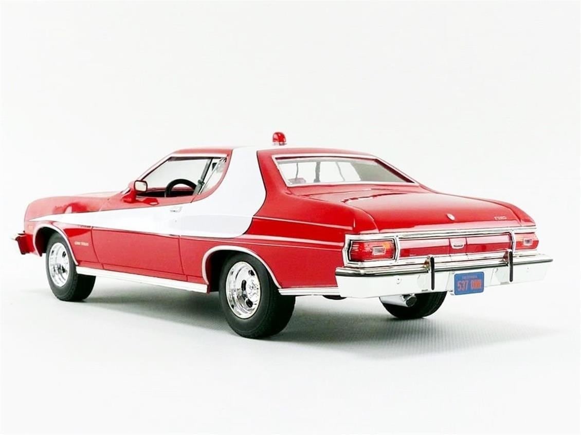 GreenLight 19017 1/18 Ölçek, 1976 Ford Gran Torino (Starsky&Hutch TV Seri 1975-79), Kırmızı-Beyaz, Sergilemeye Hazır Metal Arab