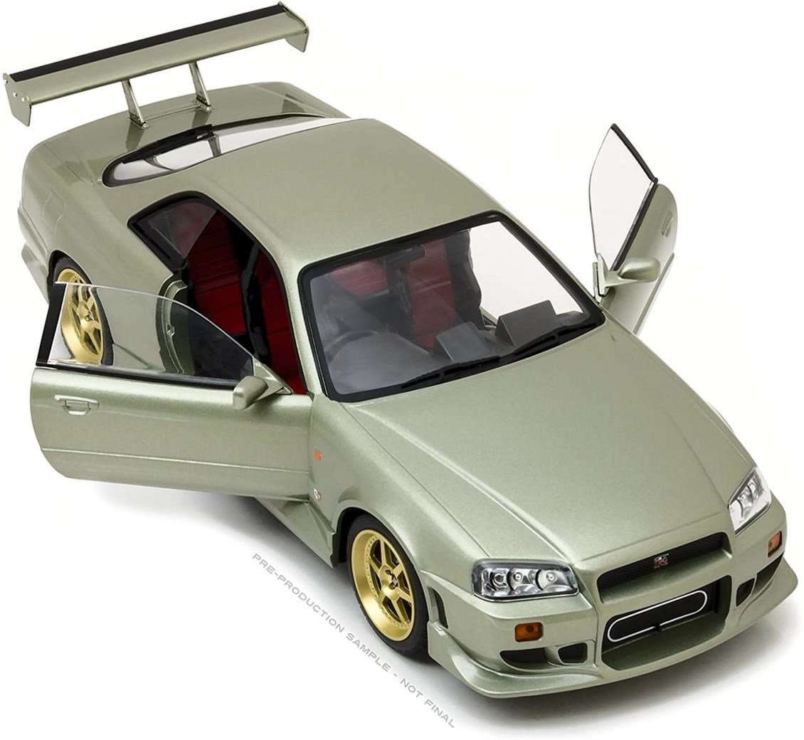 Greenlight 19033 1/18 Ölçek, 1999 Nissan Skyline GTR R34, Jade, Sergilemeye Hazır Metal Araba Modeli