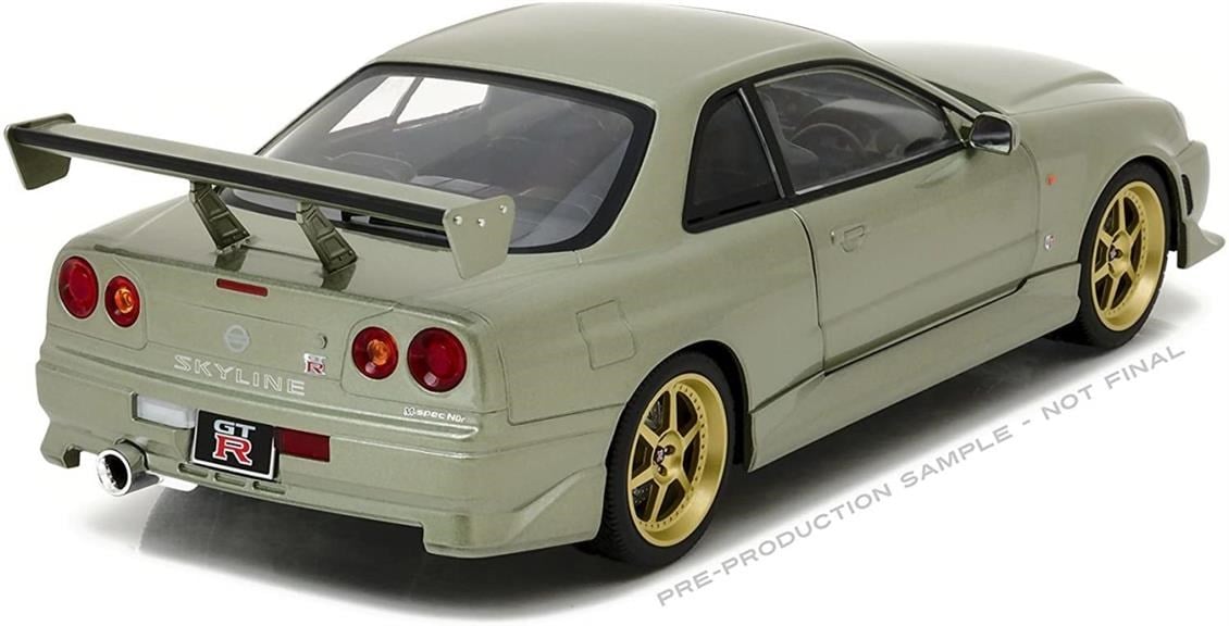 Greenlight 19033 1/18 Ölçek, 1999 Nissan Skyline GTR R34, Jade, Sergilemeye Hazır Metal Araba Modeli