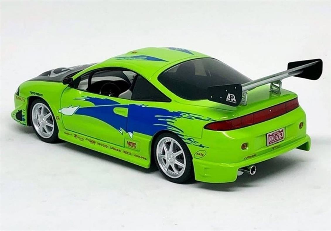 Greenlight 19039 1/18 Ölçek, 1995 Mitsubishi Eclipse (Fast&Furious), Yeşil, Sergilemeye Hazır Metal Araba Modeli