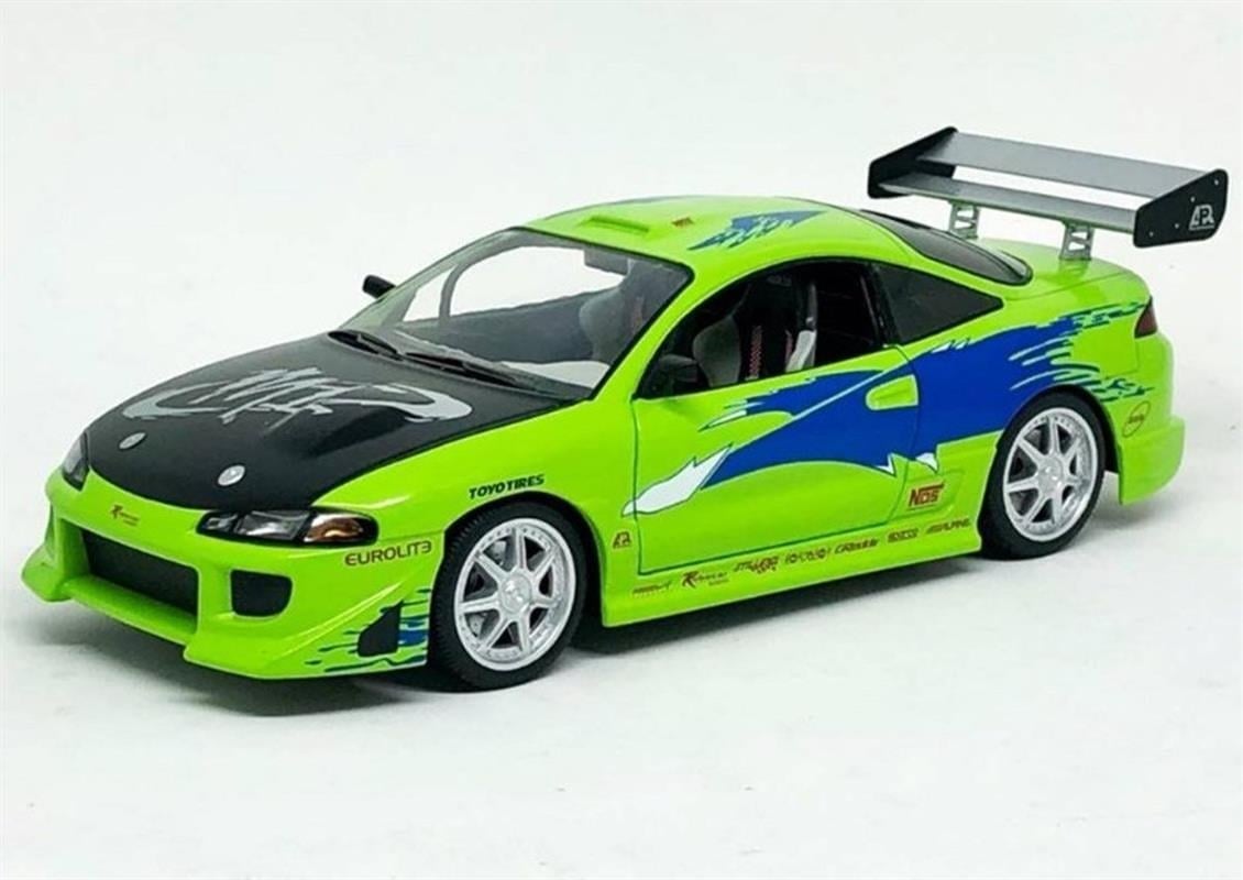 Greenlight 19039 1/18 Ölçek, 1995 Mitsubishi Eclipse (Fast&Furious), Yeşil, Sergilemeye Hazır Metal Araba Modeli