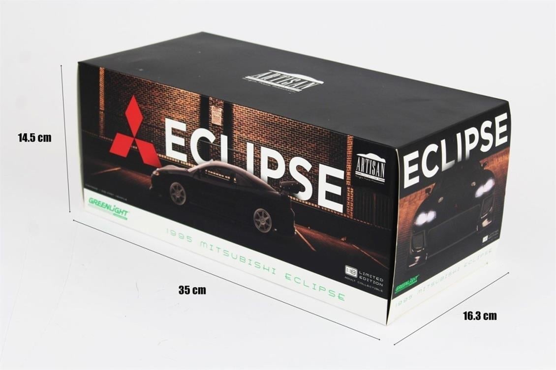 Greenlight 19040 1/18 Ölçek, 1995 Mitsubishi Eclipse, Siyah, Sergilemeye Hazır Metal Araba Modeli