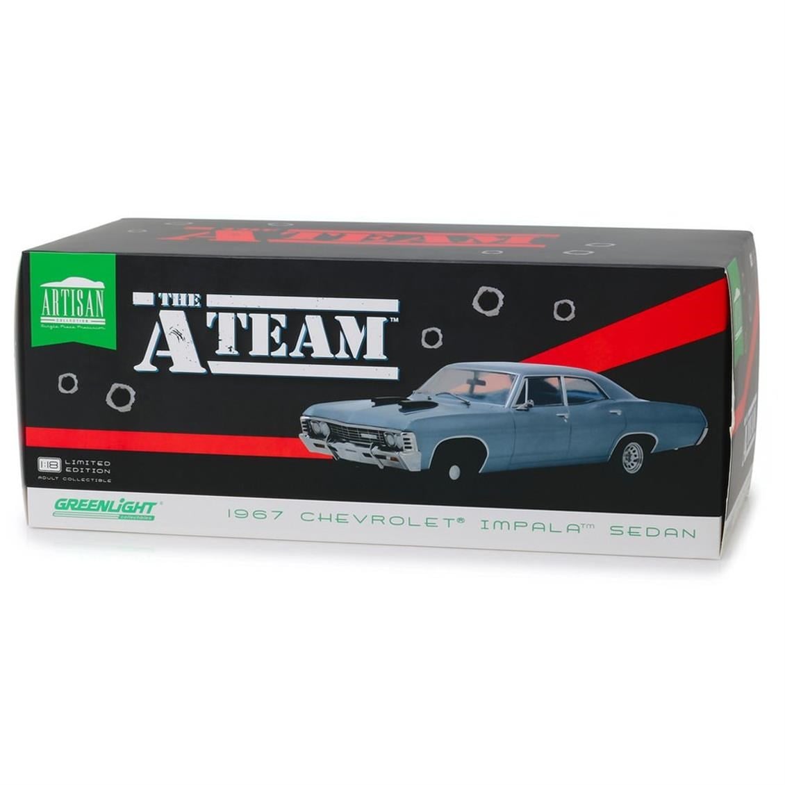 Greenlight 19047 1/18 Ölçek, Chevrolet Impala Spor Sedan (A Takımı), Mavi-Gri, Sergilemeye Hazır Metal Araba Modeli