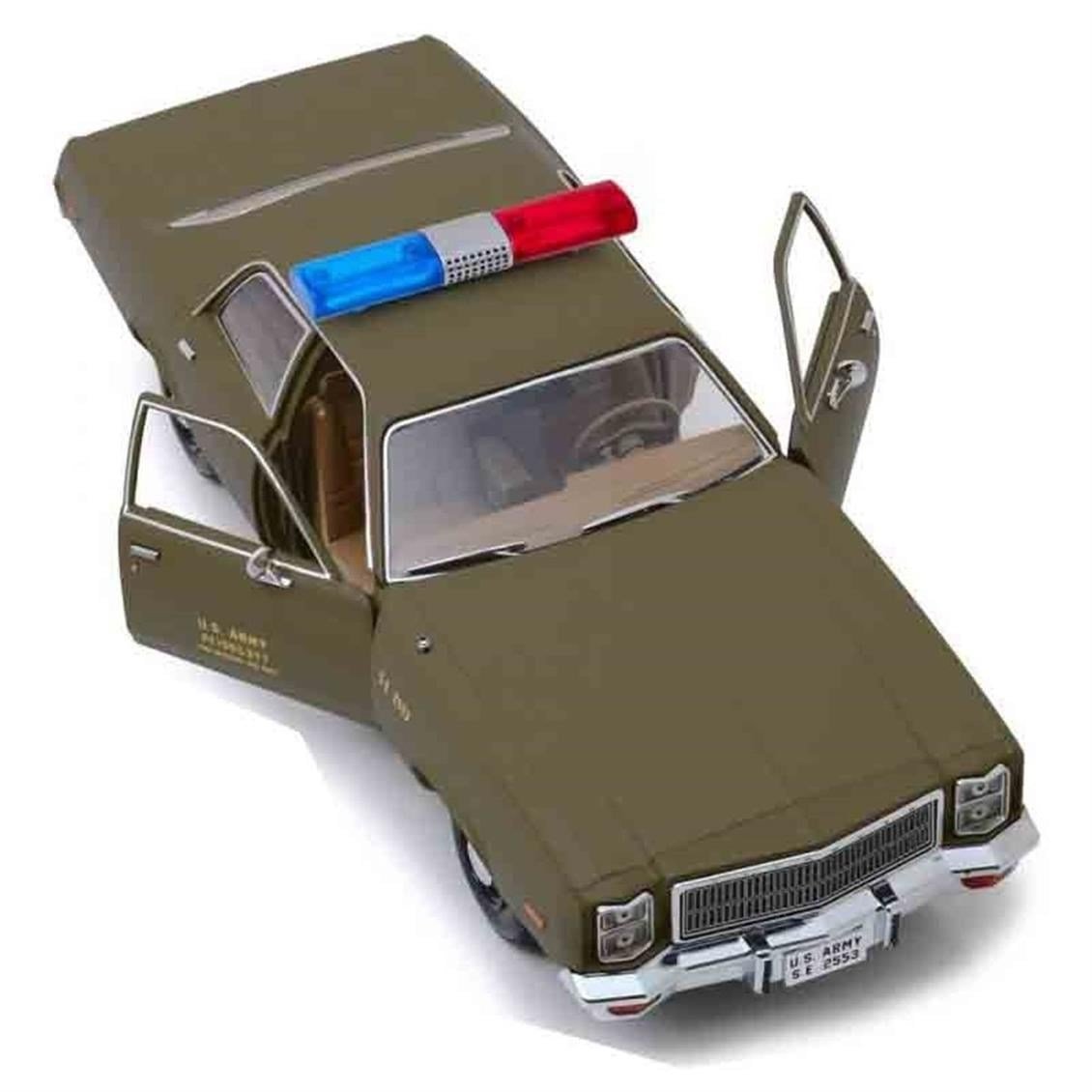 GreenLight 19053 1/18 Ölçek, 1977 Plymouth Fury U.S. Army Police Colonel Roderick Decker (A team 1983-87 TV Seri), Yeşil, Sergi