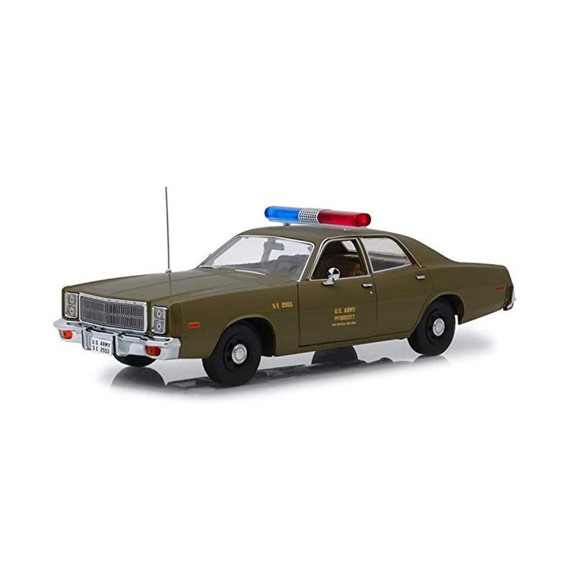 GreenLight 19053 1/18 Ölçek, 1977 Plymouth Fury U.S. Army Police Colonel Roderick Decker (A team 1983-87 TV Seri), Yeşil, Sergi