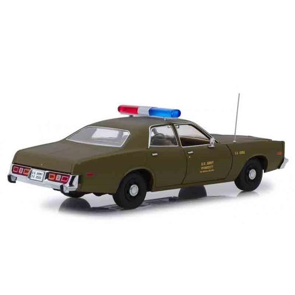 GreenLight 19053 1/18 Ölçek, 1977 Plymouth Fury U.S. Army Police Colonel Roderick Decker (A team 1983-87 TV Seri), Yeşil, Sergi