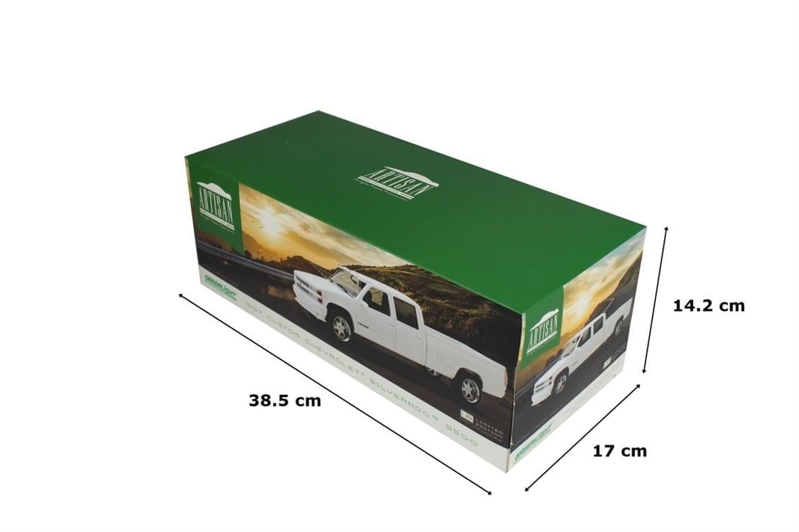 Greenlight 19072 1/18 Ölçek, 1997 Chevrolet Silverado 3500,Çift Kabin, Beyaz, Sergilemeye Hazır Metal Kamyonet Modeli