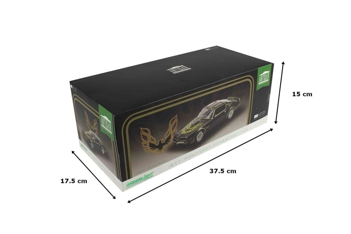GreenLight 19098 1/18 Ölçek, 1977 Pontiac Trans Am, Siyah-Altın, Sergilemeye Hazır Metal Araba Modeli