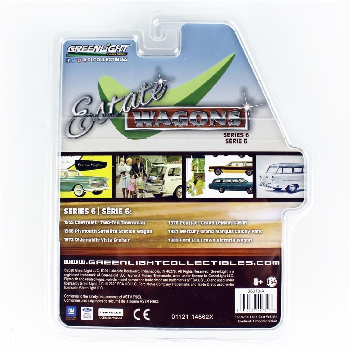 GreenLight 36010A 1/64 Ölçek, 1955 Chevrolet Two-Ten Townsman (Estate Wagon Series 6), Mat Siyah ve Fildişi, Sergilemeye Hazır