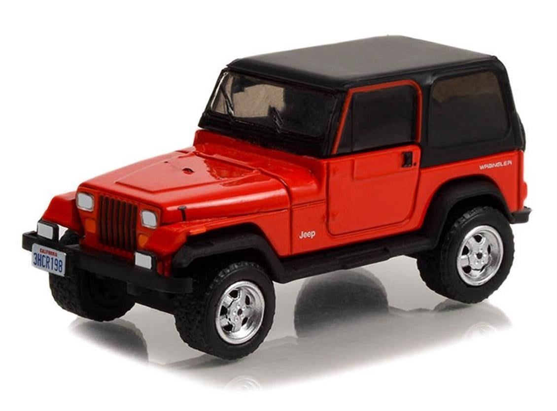 Greenlight 44970B 1/64 Ölçek, 1994 Jeep Wrangler (Beverly Hills,1990-2000 TV Series), Kırmızı, Sergilemeye Hazır Metal Araba Mo