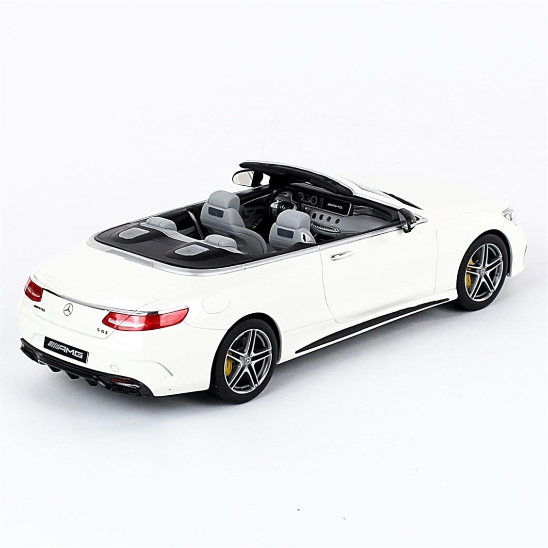 GT Spirit B66965712 1/18 Ölçek, Mercedes Benz S Class S63 AMG Cabriolet Open 2017, White Bright, Sergilemeye Hazır Metal Araba