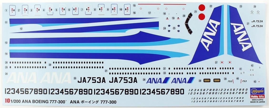Hasegawa 10 10710 1/200 Ölçek, ANA B777-300, Yolcu Uçağı Plastik Model Kiti