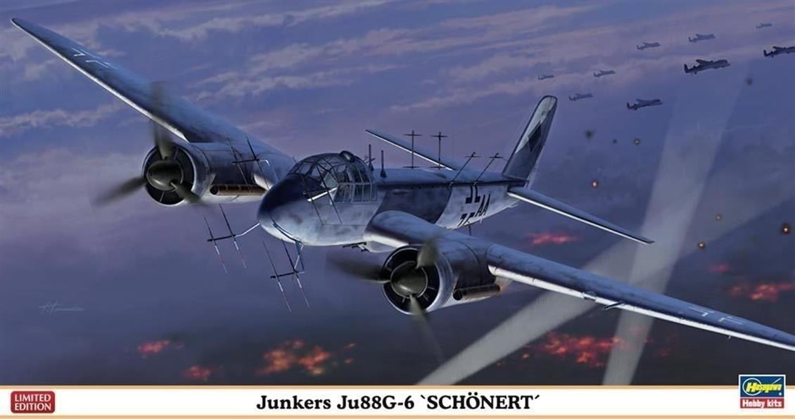 Hasegawa 1955 1/72 Ölçek, Junkers JU88G-6 Schönert (Limited Edition), Savaş Uçağı Plastik Model Kiti