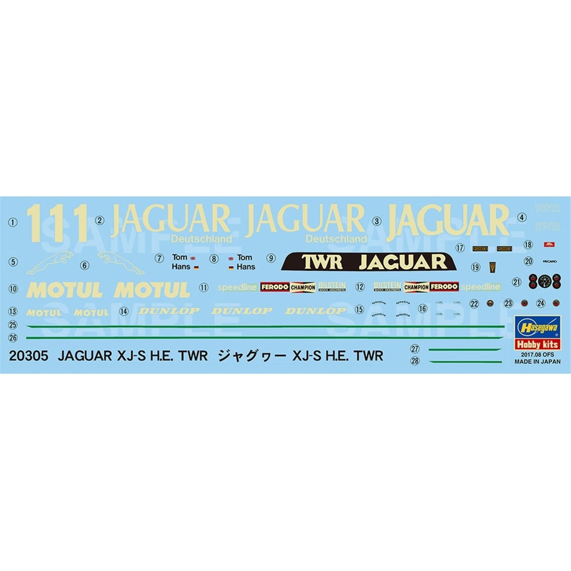 Hasegawa 20305 1/24 Ölçek, Jaguar XJ-S H.E.TWR, Yarış Aracı Plastik Model Kiti
