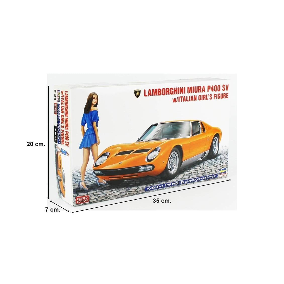 Hasegawa 20423 1/24 Ölçek, Lamborghini Miura P400 SV ve İtalyan Kız Figürü,Otomobil Plastik Model Kiti