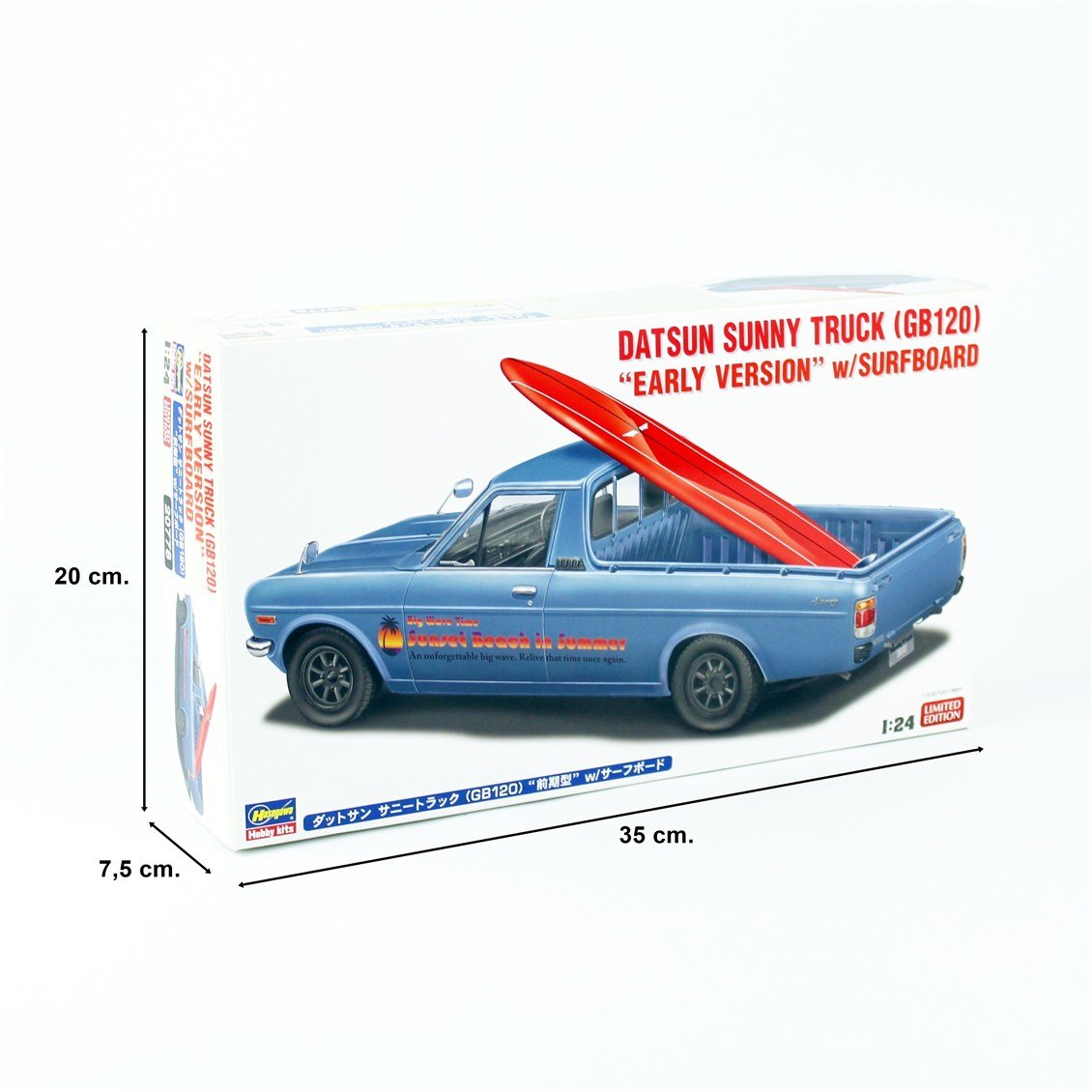 Hasegawa 20778 1/24 Ölçek, Datsun Sunny Truck (GB120) Early Version ve Surfboard, Kamyonet Plastik Model Kiti