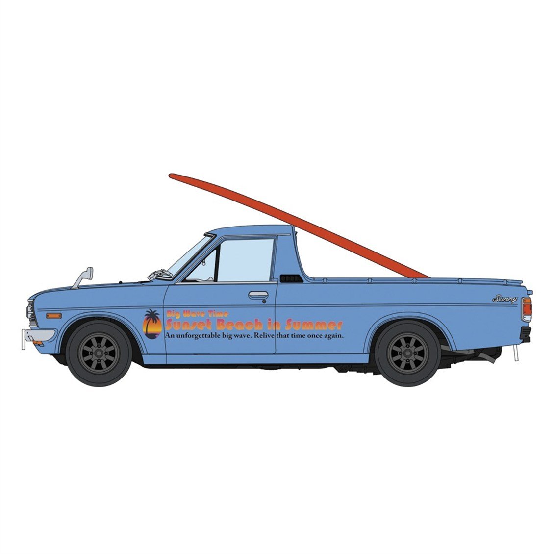 Hasegawa 20778 1/24 Ölçek, Datsun Sunny Truck (GB120) Early Version ve Surfboard, Kamyonet Plastik Model Kiti